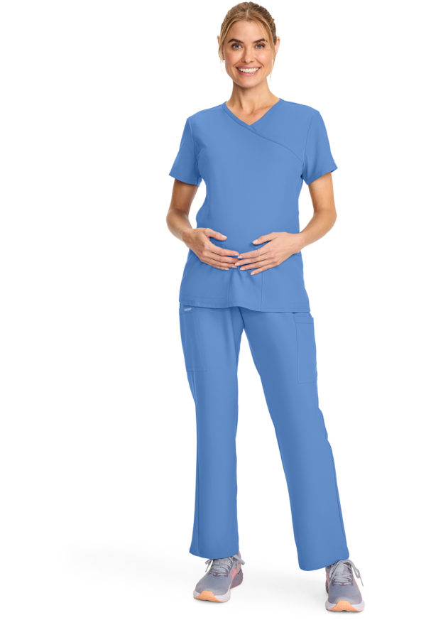 Maternity Mock Wrap V-Neck Top - Image 3